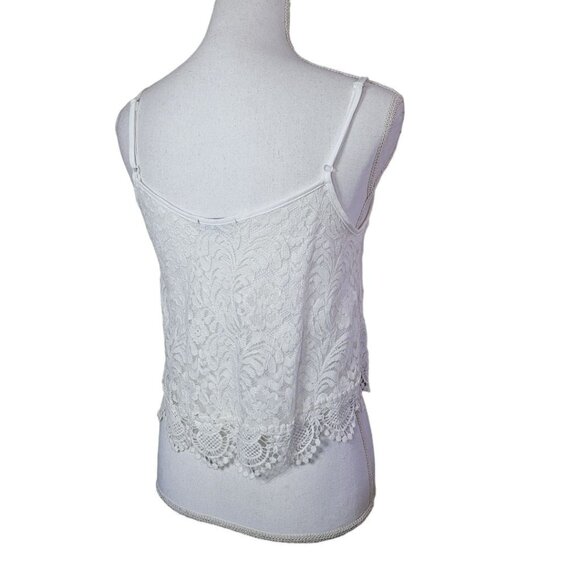 Ambiance Lace Doily Crop Tank Spaghetti Strap Off White Womens Medium - Picture 4 of 11
